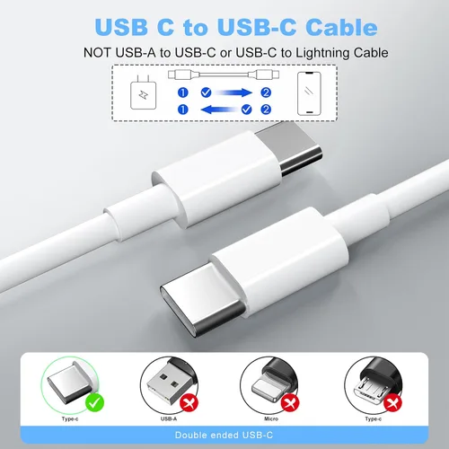 Vista 8 de Paquete de 2 cables de carga USB C a USB C de 3 pies y 60 W, cable de carga rápida tipo C a tipo C, para iPhone 16 E/17/Air/15/Pro/Plus/Pro Max