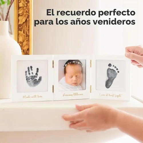 Vista 6 de KeaBabies Kit de huellas de manos y huellas para bebé sin tinta para recién Blanco/Dorado
