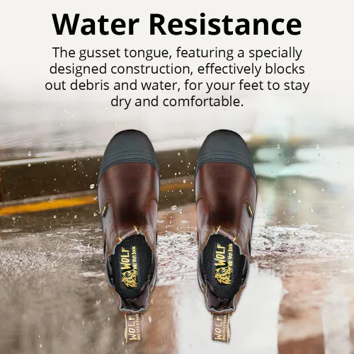 Vista 6 de WOLF Work Boot 100% Genuine Upper Leather Oil, Slip, Impact, Puncture Resistant Electrical Hazards Non-Slip Rubber Sole Puntera de acero