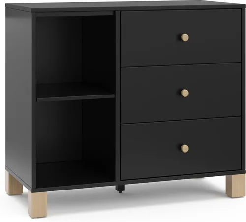 Vista 23 de Storkcraft California - Cómoda de 3 cajones con cambiador, color negro/madera flotante