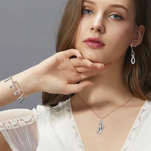 Vista 5 de SANNIX 156 piezas/6 juegos alfabeto ABC letras Charms Capital A-Z Charms DIY pulsera collar colgantes con 200 piezas abiertos Jump anillos