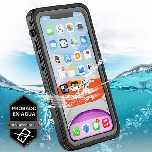 Vista 3 de Funda impermeable para iPhone 11 con protector de pantalla, protector de cuerpo completo, a prueba de golpes, a prueba de polvo, a prueba de Negro
