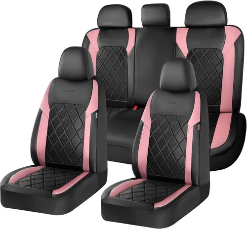 Vista 14 de Coverado Juego completo de fundas de asiento de automóvil, fundas de asiento de 5 asientos, protectores de asiento de malla transpirable, ajuste