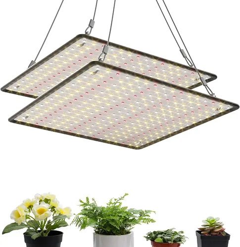 Vista 10 de Paquete de 2 paneles LED de luz de crecimiento de 200 W para plantas de interior, espectro completo con LED UV IR blanco, azul, rojo, para cobertura