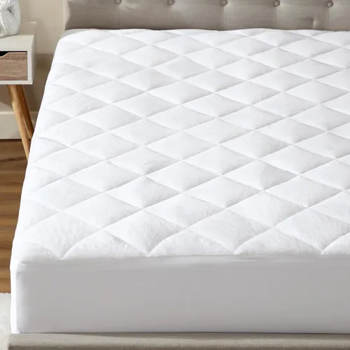 Vista 10 de Mastertex Funda de colchón doble abombada, relleno de fibra extra afelpada, cubierta con protector de colchón de forro polar acolchado blanco, dos