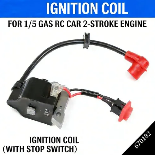 Vista 5 de Bobina de encendido mejorada con tapa roja para motores Zenoah Chongyang 23CC-36CC - Compatible con HPI Baja 5B 5T 5SC y FG REDCAT RC Cars
