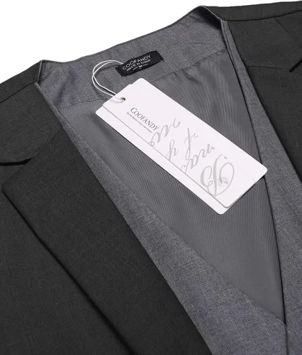 Vista 8 de COOFANDY Chaleco de traje en capas para hombre, chalecos de vestir formales, chaleco de boda ajustado