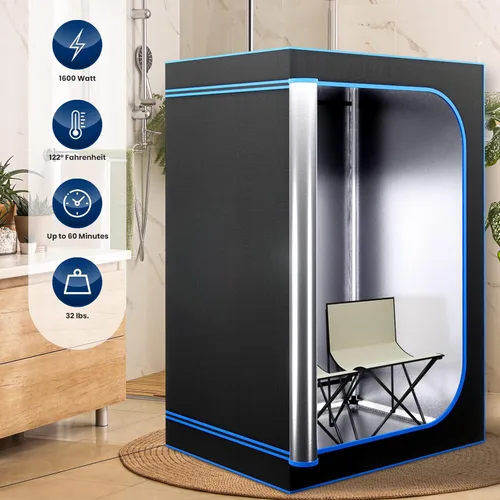 Vista 2 de SereneLife Sauna de vapor portátil para 2 personas de tamaño completo para desintoxicación – Spa personal en casa para desintoxicación en el hogar