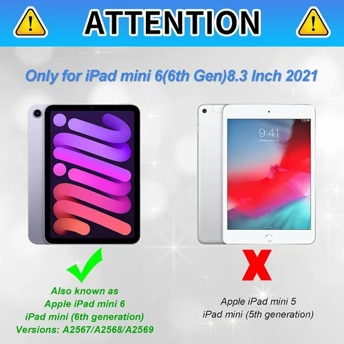 Vista 2 de Funda para iPad Mini 6 de 8.3 pulgadas, versión 2021 para iPad Mini 6ª generación, ligera, protectora de piel sintética, cubierta inteligente