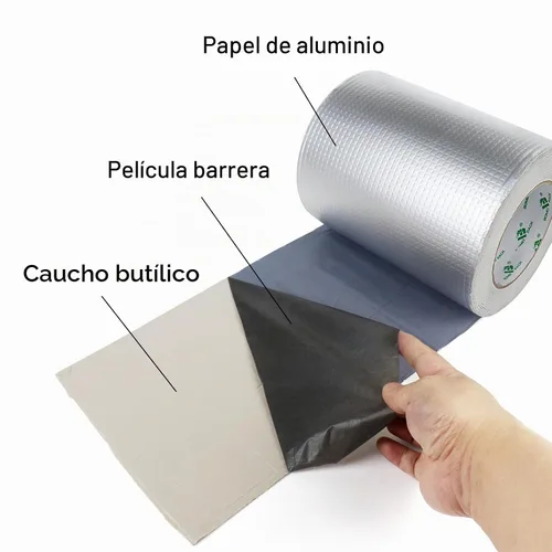 Vista 4 de BOMEI PACK Cinta de butilo, impermeable de 0.059 in x 8 pulgadas de ancho x 16.4 pies de largo, reparación de fugas multiusos para sellado de barcos