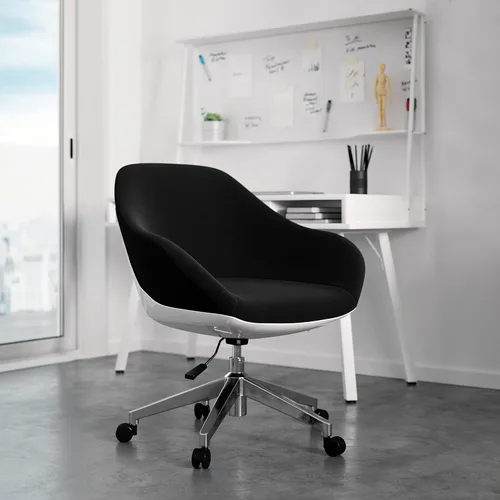 Vista 2 de Techni Mobili Silla de trabajo tapizada con soporte lumbar, silla de oficina de altura ajustable con control de inclinación y giro de 360 grados