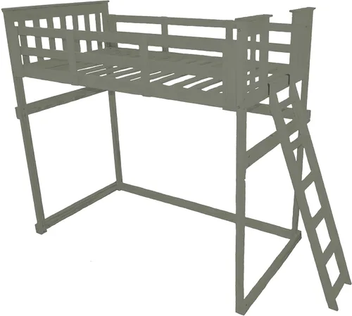 Vista 26 de Furniture Barn USA - Cama tipo loft de tamaño individual con escalera final, pintado de pino negro
