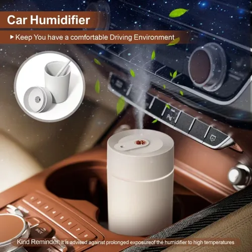 Vista 3 de Humidificador de proyección de estrella para automóvil con tanque de 12.2 fl oz, difusor portátil de niebla fría alimentado por USB, humidificador