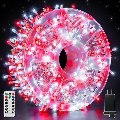 Vista 13 de Guhope - Luces de Navidad 600LED 98 pies, luces de cadena impermeables para exteriores con control remoto y temporizador, 8 modos de luces de hadas