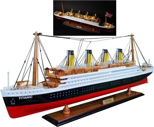 Vista 10 de vinacreations Atlantic Yacht modelo de madera de barco de 24 pulgadas, estanque, yate, velero, modelo de madera americana, barco, artesanía, hogar