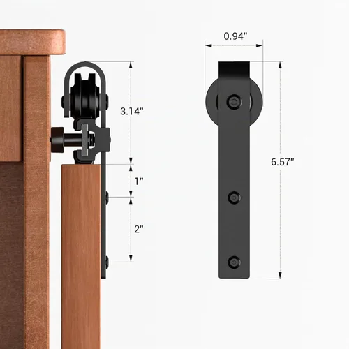 Vista 4 de Kit de Rieles de Hardware para Puerta Corrediza de Granero Súper Mini de Gabinete Pequeño de 2.5 Pies Aplica para Ventana de Almacenamiento Base