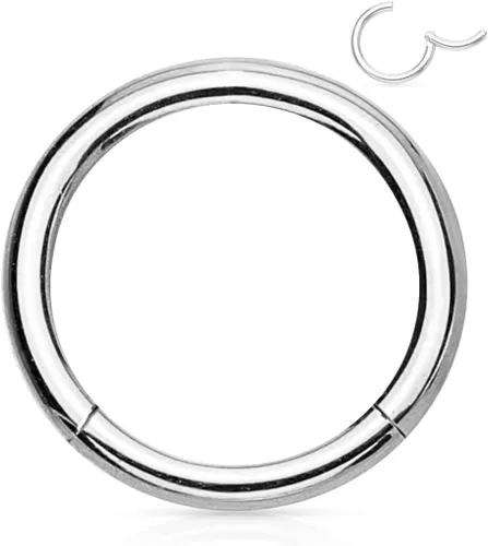 Vista 43 de Forbidden Body Jewelry - Piercing para la nariz de acero quirúrgico 316L con bisagra, 14G, 16G, 18G, diámetro de 15/64, 5/16, 25/64, 15/32 pulgadas