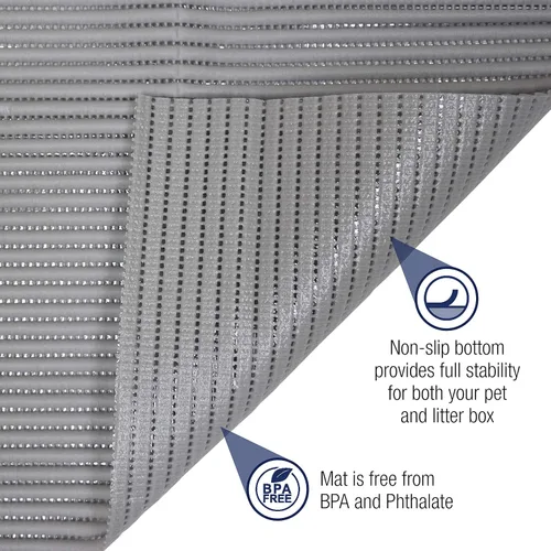 Vista 2 de Fresh Kitty Alfombrilla de espuma extragrande duradera XL, libre de ftalatos y BPA, resistente al agua, atrapa la arena de la caja, control