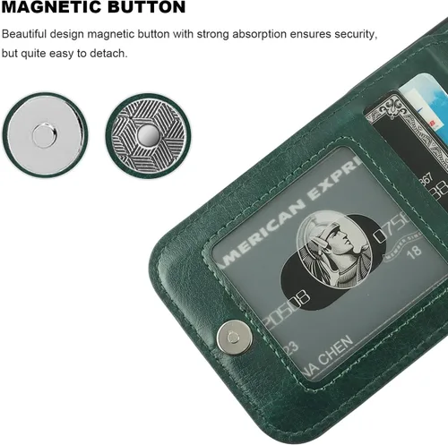 Vista 37 de KIHUWEY - Funda tipo cartera compatible con iPhone 15 con soporte para tarjetas de crédito, cierre magnético, soporte de cuero premium, cubierta