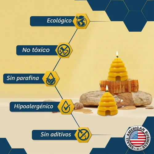 Vista 6 de Alternative Imagination Beehive - Velas votivas – Paquete de 4 velas de cera de abeja pura vertidas a mano con mechas de algodón – Sin perfume,