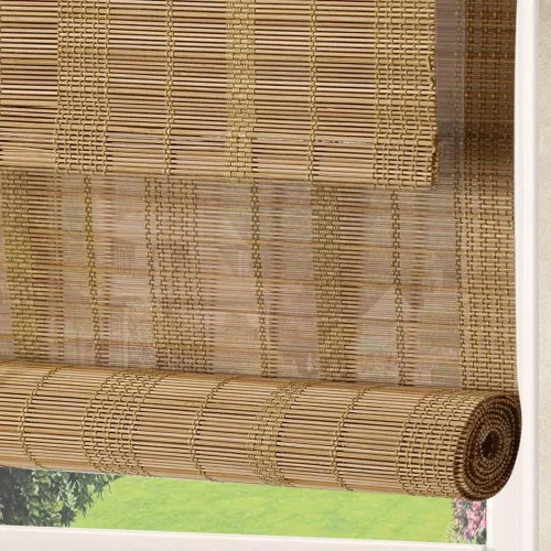 Vista 12 de Persianas de madera para ventana, persianas enrollables opacas con forro de bambú, fácil instalación para el hogar y el jardín, patrón 1