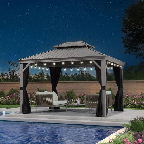 Vista 49 de PURPLE LEAF - Gazebo para exteriores de 10 x 12 pies, con sistema de drenaje
