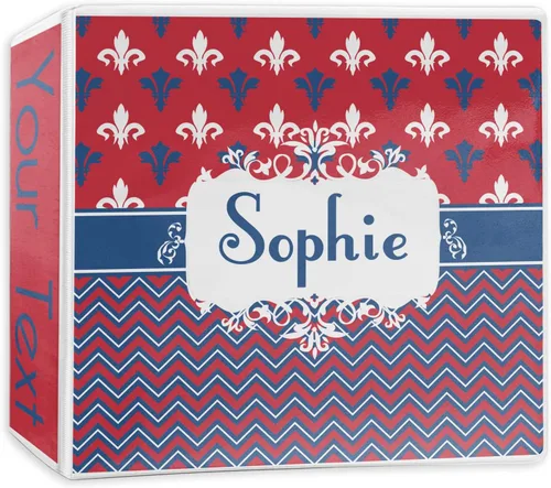Vista 5 de Carpeta patriótica personalizada de 3 anillas con diseño de flor de lis, 2 pulgadas