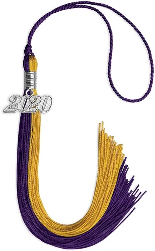 Vista 270 de Endea Graduation Borla de doble color con gota de fecha plateada (negro/oro antiguo, 2025)