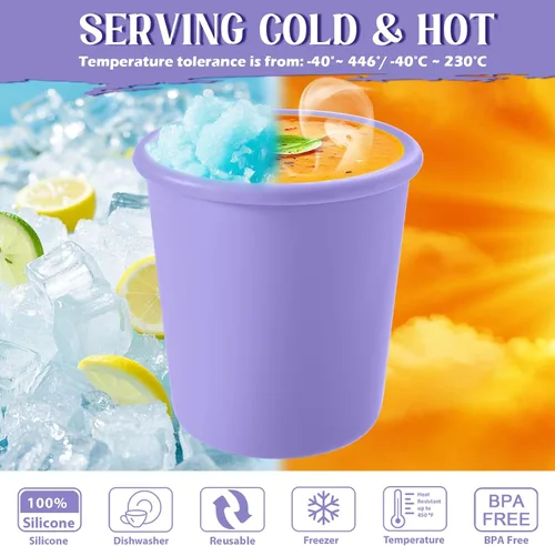 Vista 7 de Webake Recipientes de silicona para helados con tapas, 6 onzas, reutilizables para helado casero, a prueba de fugas, sin BPA, juego de 4