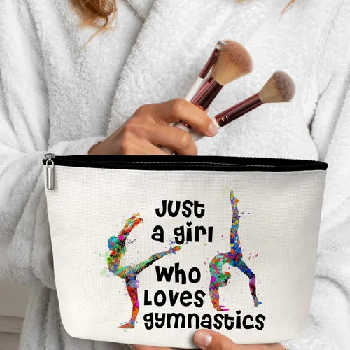 Vista 3 de GREOXG Bolsa de maquillaje, Blanco, Solo una chica que ama la gimnasia-1