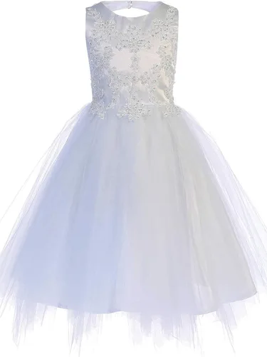 Vista 5 de Vestidos de Primera Comunión para Niñas 7-16 Vestido de Santa Comunión Blanco Vestidos de Primera Comunión para Niñas