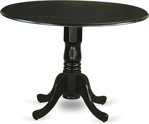 Vista 3 de East West Furniture DLDU5-BLK-W - Juego de mesa de comedor de 5 piezas para 4 personas, incluye una mesa de cocina redonda con gotas y 4 sillas