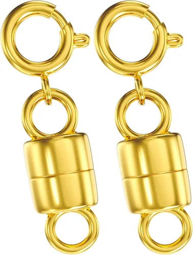 Vista 10 de Clysoru Broches y cierres para collares, cuentas de oro y plata de 14 quilates, extensor de cadena, collares y pulseras con bloqueo de seguridad