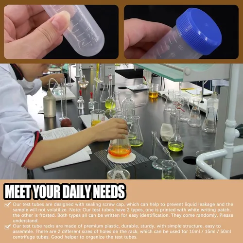 Vista 6 de Paquete de 2 tubos de ensayo de 28 pozos para centrífuga de laboratorio para 10/15/1.7 fl oz, 25 tubos de centrífuga de fondo redondo de 1.7 fl oz