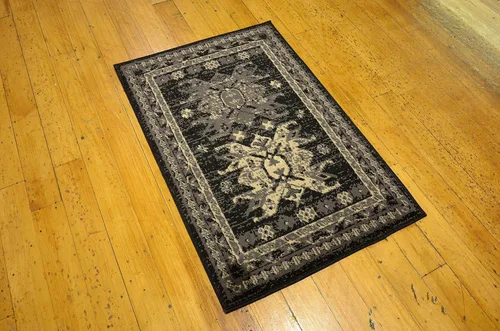 Vista 10 de Unique Loom Taftan Collection - Alfombra de borde geométrico de inspiración tribal (2 pies 2 pulgadas x 3 pies, rectangular, negro/gris)