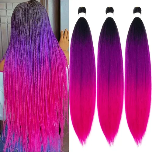 Vista 36 de Pelo trenzado corto 1B negro preestirado Extensiones de pelo trenzado para niños para trenzas de caja sin nudos, pelo trenzado preestirado de 16