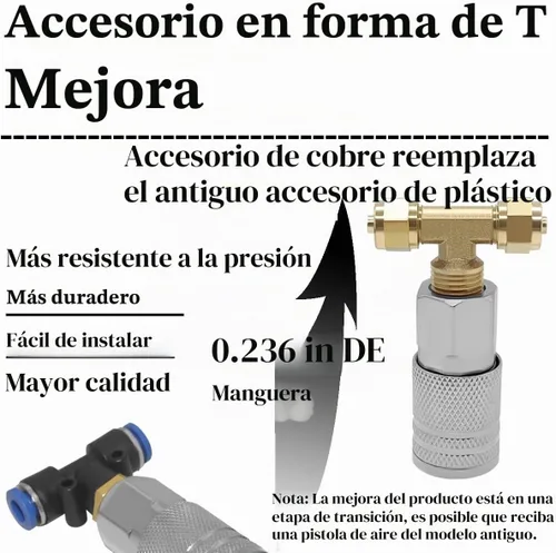 Vista 3 de Beduan Kit de pistola de soplado de aire con manguera neumática de poliuretano de 16 pies de largo, pistola de aire resistente para compresor