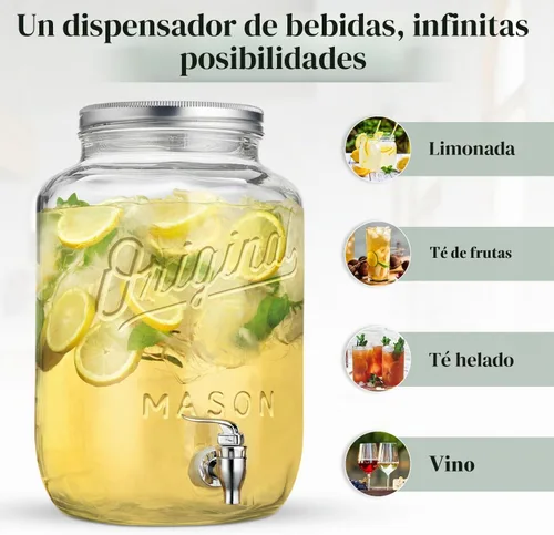 Vista 7 de Paquete de 2 dispensadores de bebidas de 2 galones para fiestas, dispensadores de bebidas para fiestas, dispensadores de bebidas originales Mason