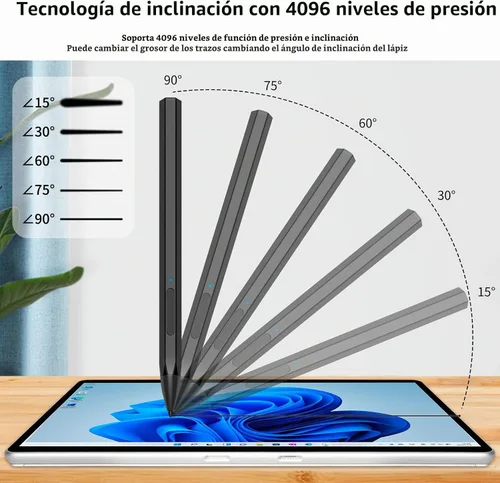 Vista 3 de Lápiz óptico para Microsoft Surface Pro9/8/X/7/6/5/4/3 Surface Go 3/2/1 Surface 3/2/1 Surface 3/Studio/Book 4/3/2/1 con presión de inclinación 4096