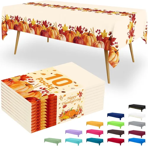 Vista 137 de Smiry - Juego de 6 manteles desechables, 54 x 78 pulgadas, manteles impermeables rectangulares para fiestas, cubierta de mesa de plástico