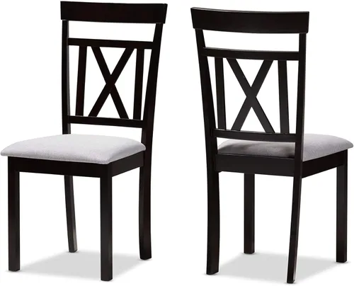 Vista 8 de Baxton Studio Rosie Silla de comedor y silla de comedor tapizada de piel sintética marrón oscuro