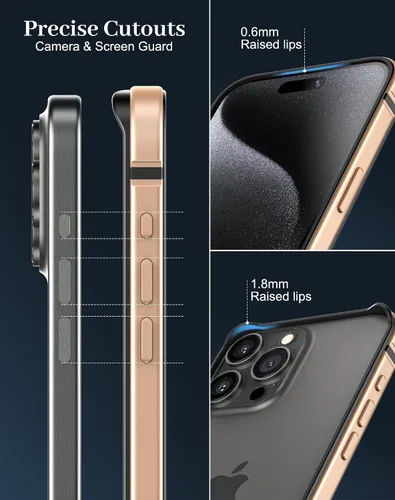 Vista 2 de Funda delgada de metal para iPhone 15 Pro Max de 6.7 pulgadas, interior de TPU suave + parachoques chapado en metal, compatible con carga