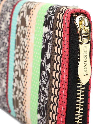 Vista 49 de Cartera de mano para mujer, estilo bohemio, con RFID, elegante, espaciosa con correa para viajes, capacidad para tarjetas, teléfono, dinero