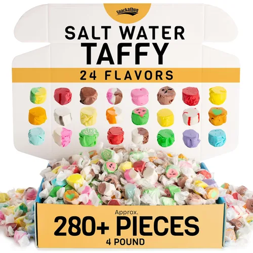 Vista 12 de Snackathon Mezcla Surtida de Taffy de Agua Salada – Edición Roller Chewster, Variedad de Carnaval de 10 Sabores, Dulces Gourmet Suaves y Masticables