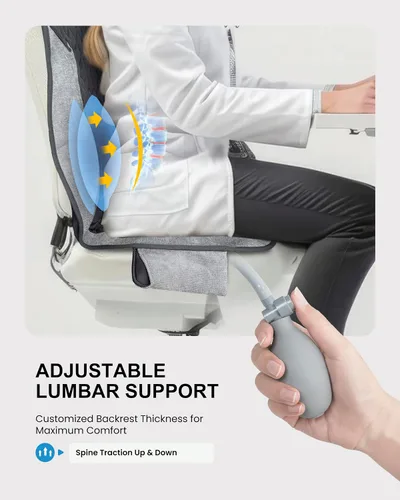 Vista 4 de COMFIER - Masajeador de espalda con calor, almohadilla para silla de masaje, cojín de asiento de masaje con soporte lumbar ajustable, masaje