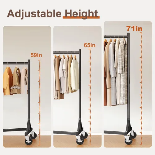 Vista 6 de HOKEEPER Perchero Z con capacidad para 500 libras, resistente perchero de ropa comercial para colgar ropa con ruedas, estante Z portátil