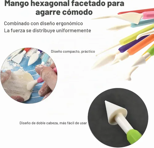 Vista 3 de CoguZed Kit de 9 herramientas de escultura de arcilla, herramientas de tallado de arcilla de doble cabeza, herramientas de arcilla de plástico