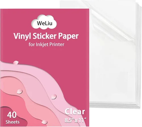 Vista 9 de Papel adhesivo transparente imprimible, hojas adhesivas personalizadas en blanco de 8.5 x 11 pulgadas, 15 hojas transparentes, para impresoras