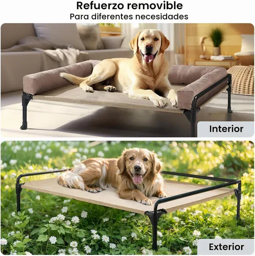 Vista 4 de Veehoo Cama Elevada para Perros - Cama Cot Refrescante para Exteriores para Perros de Tamaño Mediano con Cerca de Tres Lados, Cuna Elevada