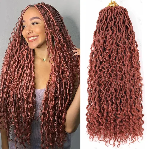 Vista 11 de Goddess Locs - 8 paquetes de cabello de ganchillo Goddess Locs de 10 pulgadas, pelo corto de imitación de ganchillo con rizos pre-enrollados